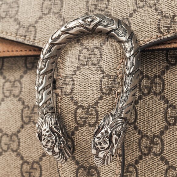 Gucci Dionysus Beige & Ebony GG Supreme Canvas Medium Shoulder Bag - Picture 8 of 13
